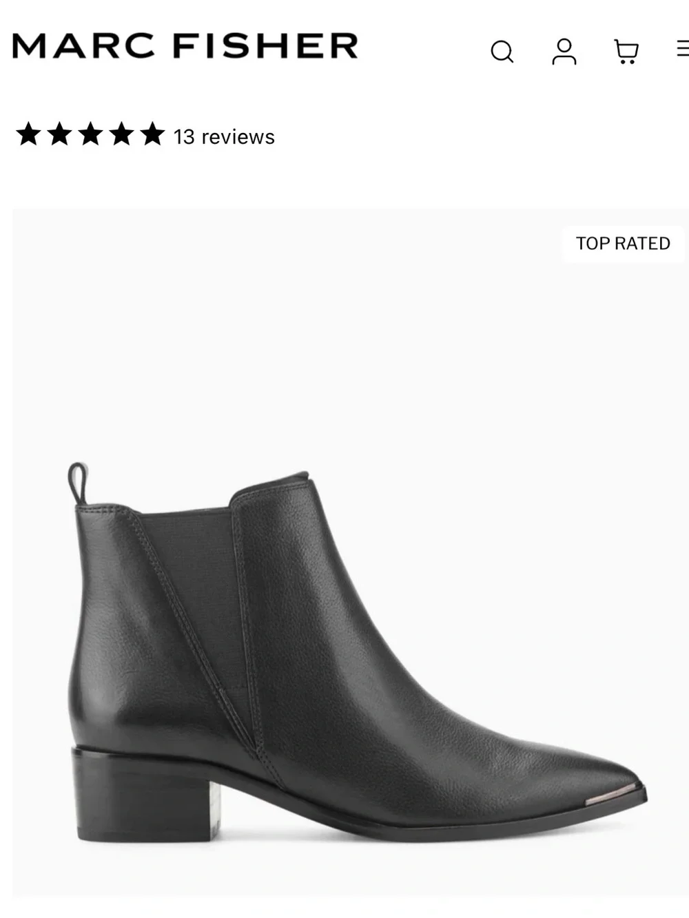 Marc Fisher LTD Yale Black Leather Chelsea Ankle Boots Pointed Toe 5 Minimalist